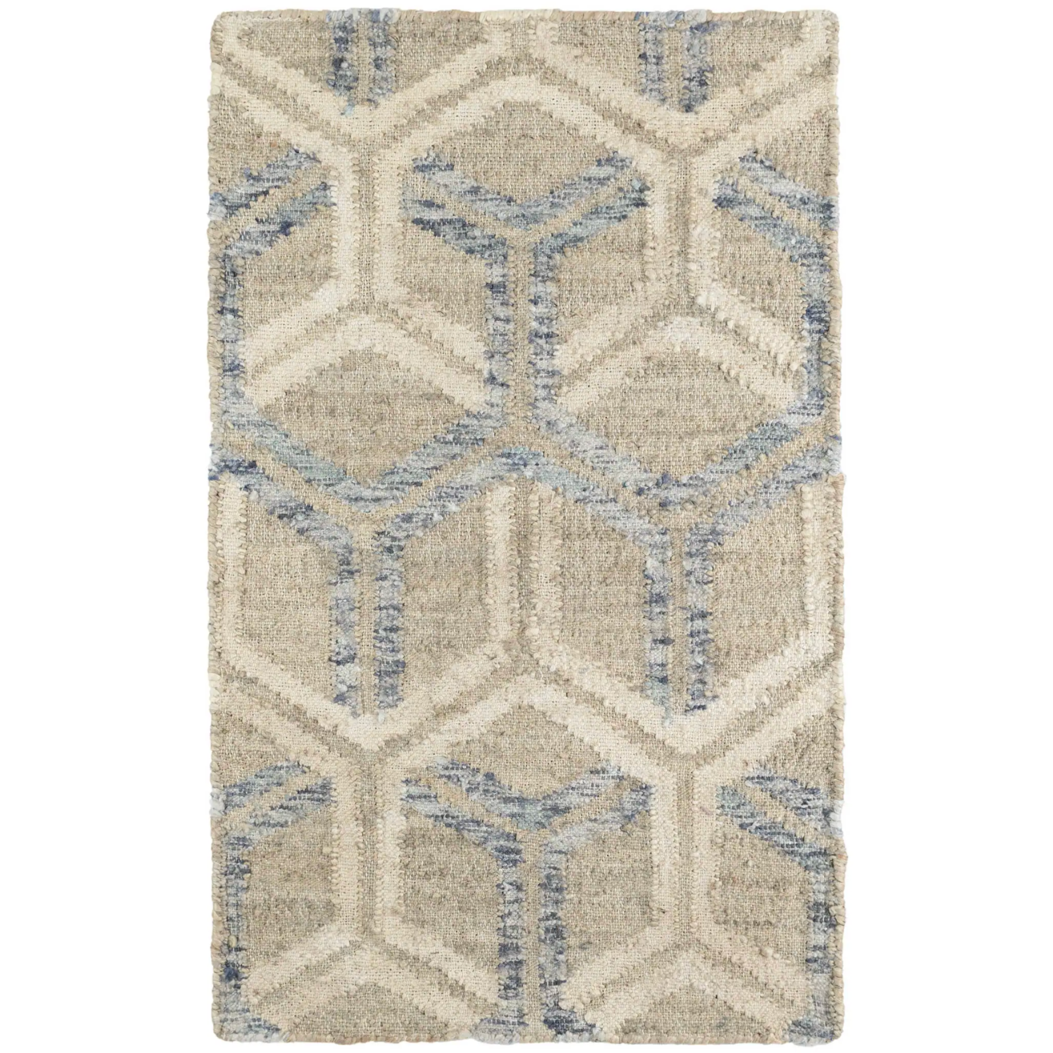 Tala Handwoven Jute Rug -Tan & Blue