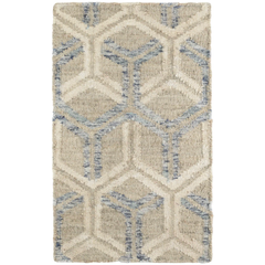 Tala Handwoven Jute Rug -Tan & Blue
