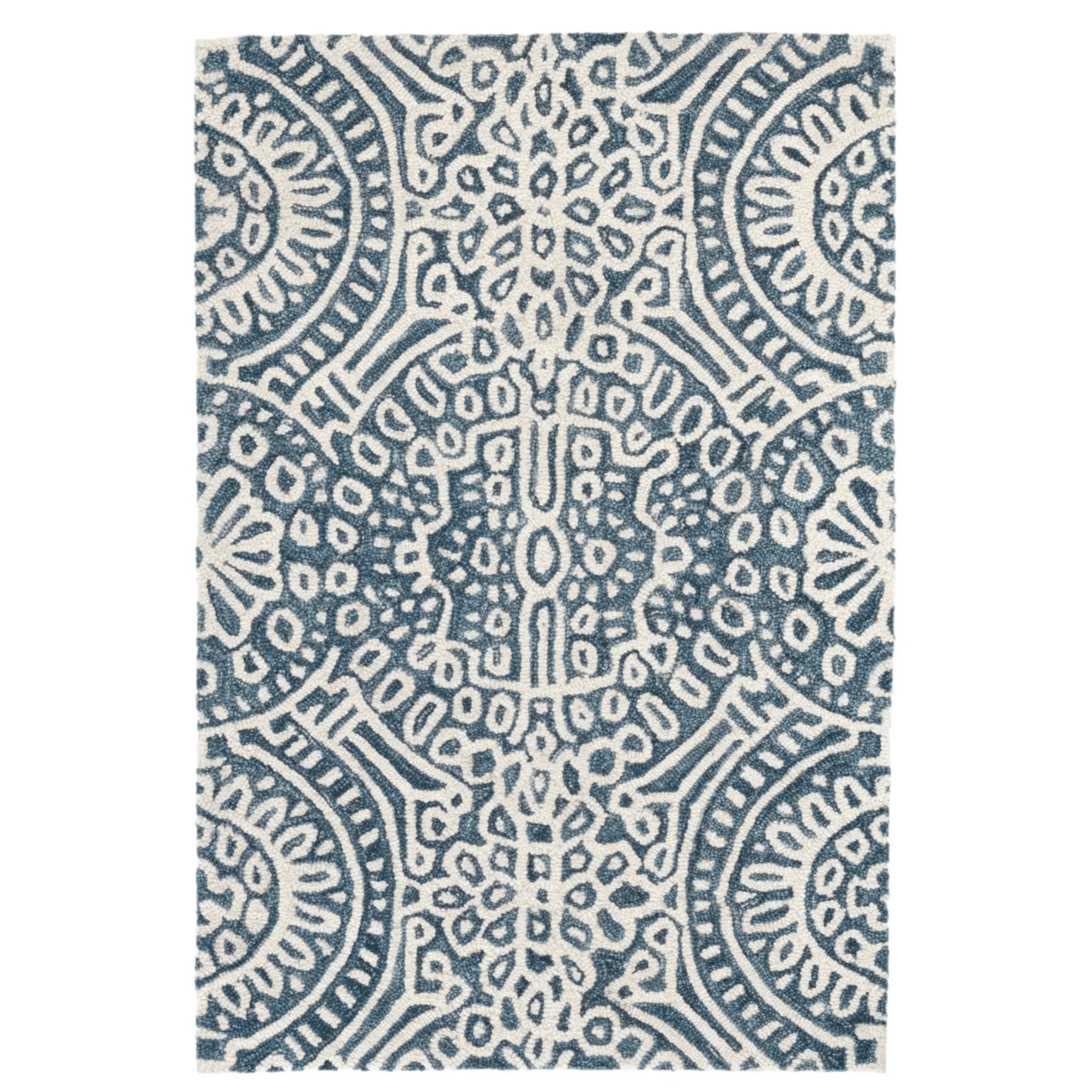 Temple Hand Micro Hook Wool Rug - Ink Blue - Our Boat House