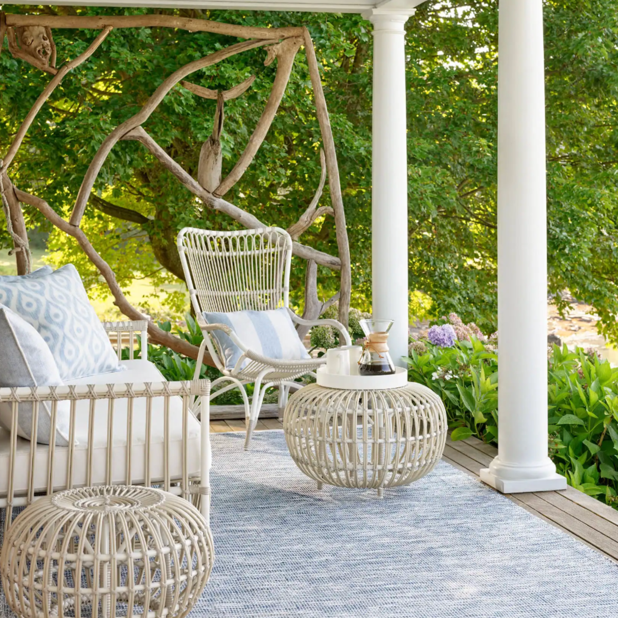 Tideline Handwoven Indoor/Outdoor Rug - Blue - Our Boat House