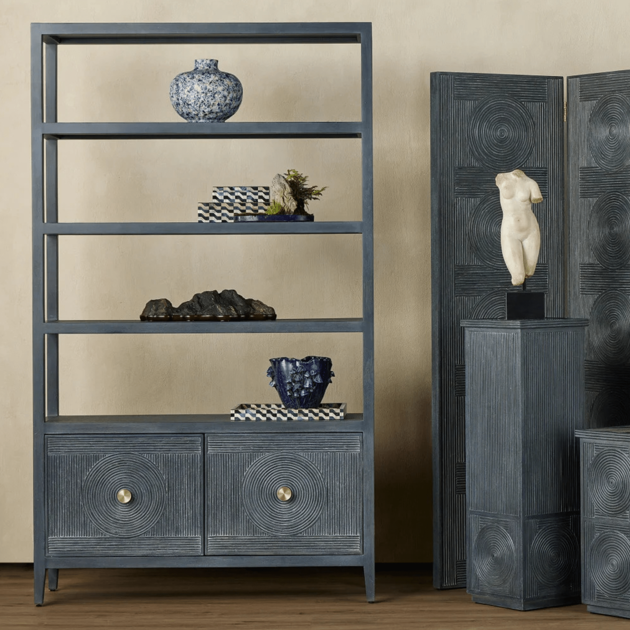Treasure Cay Vintage Navy Etagere - Our Boat House