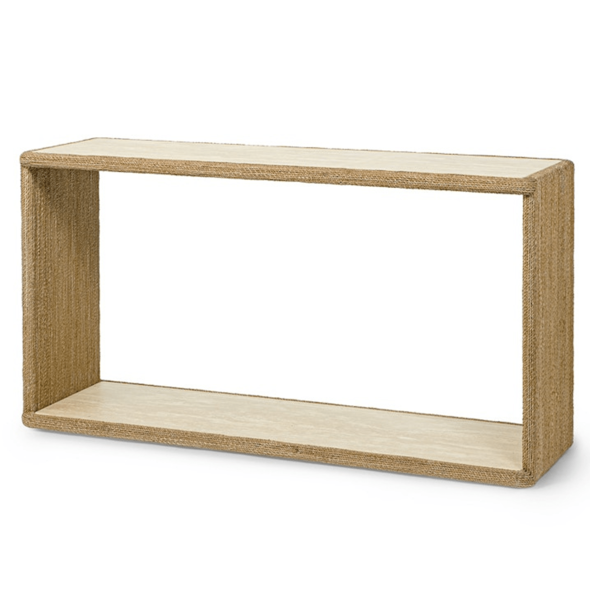 Vanessa Ropes Vanessa Console Table – Travertine & Rope Coastal Elegance – Our Boat House