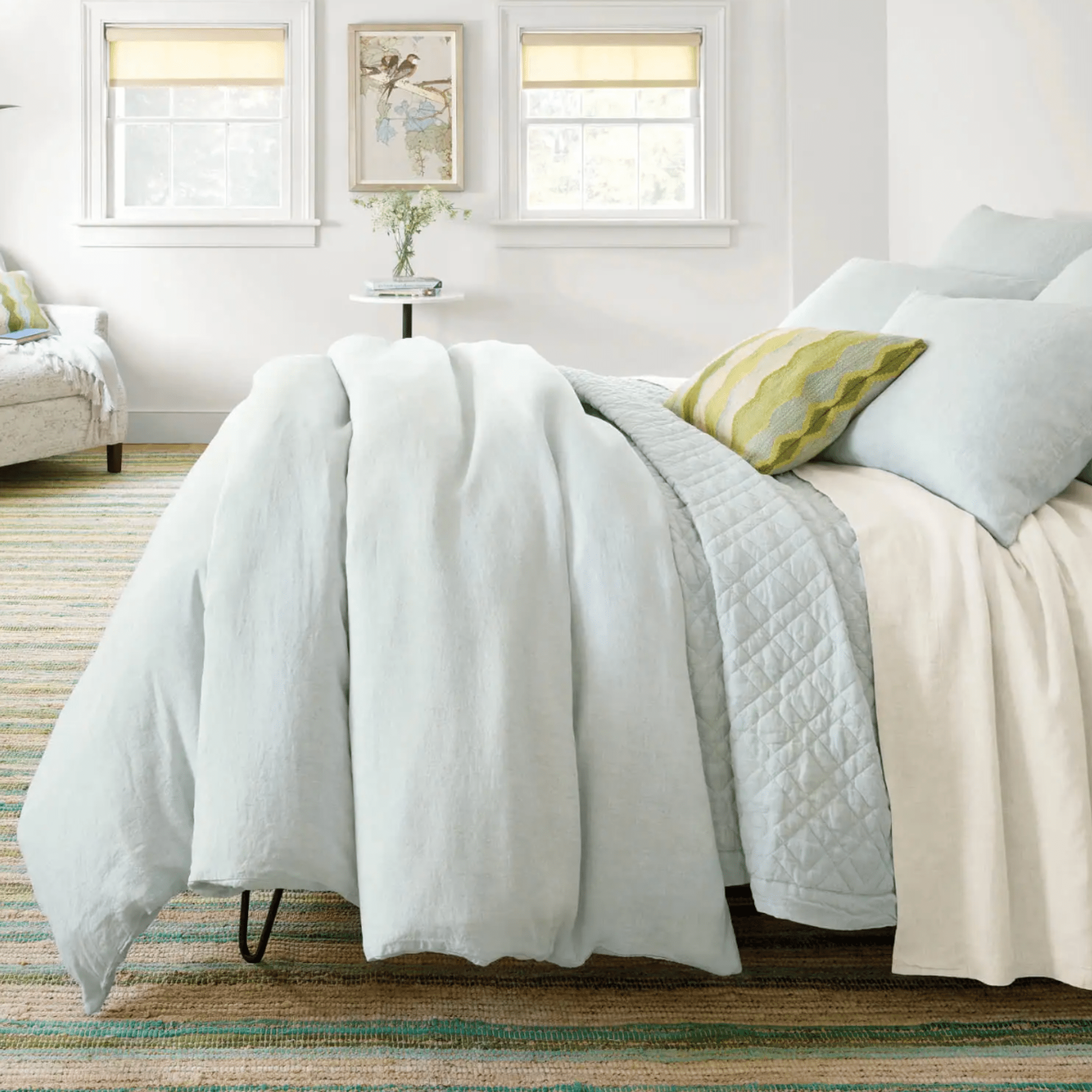 Washed Linen Quilt - Sky - coastal inspired home furnishing