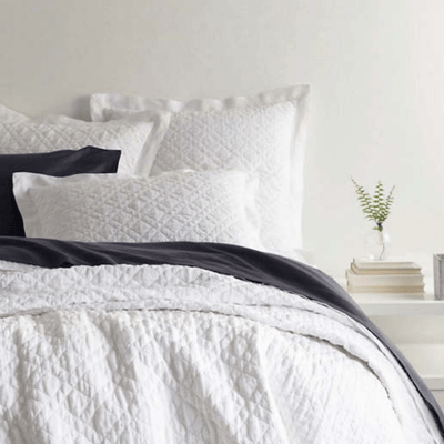 Washed Linen Quilt - White - Our Boat House