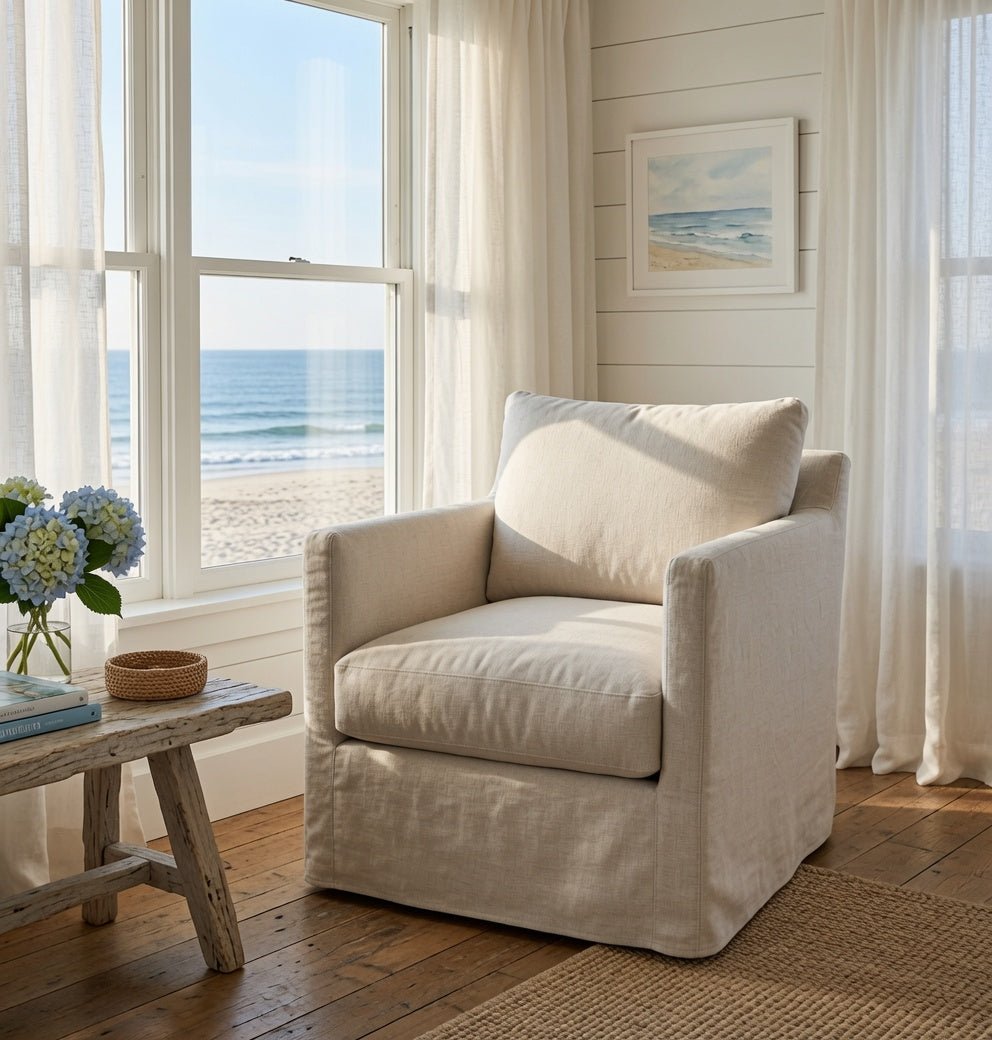 Westchester Slipcovered Stationary Arm Chair - Our Boat House
