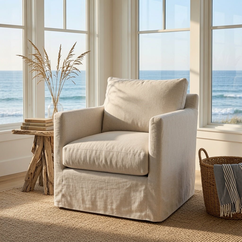 Westchester Slipcovered Swivel/Glide Arm Chair - Our Boat House