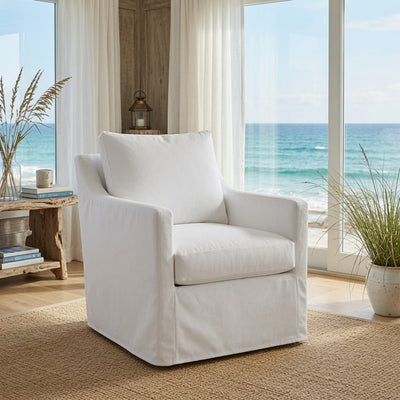 Westchester Slipcovered XL Arm Chair - Swivel Glide - Our Boat House