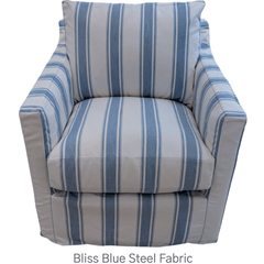 Westchester Slipcovered XL Swivel Glider in Coastal Stripes - Our Boat House