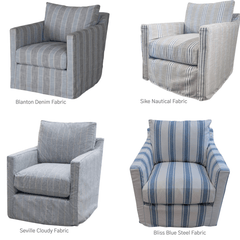 Westchester Slipcovered XL Swivel Glider in Coastal Stripes - Our Boat House