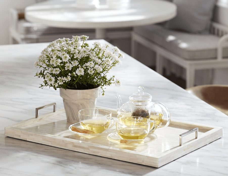 White Bone & Nickel Tray - Our Boat House