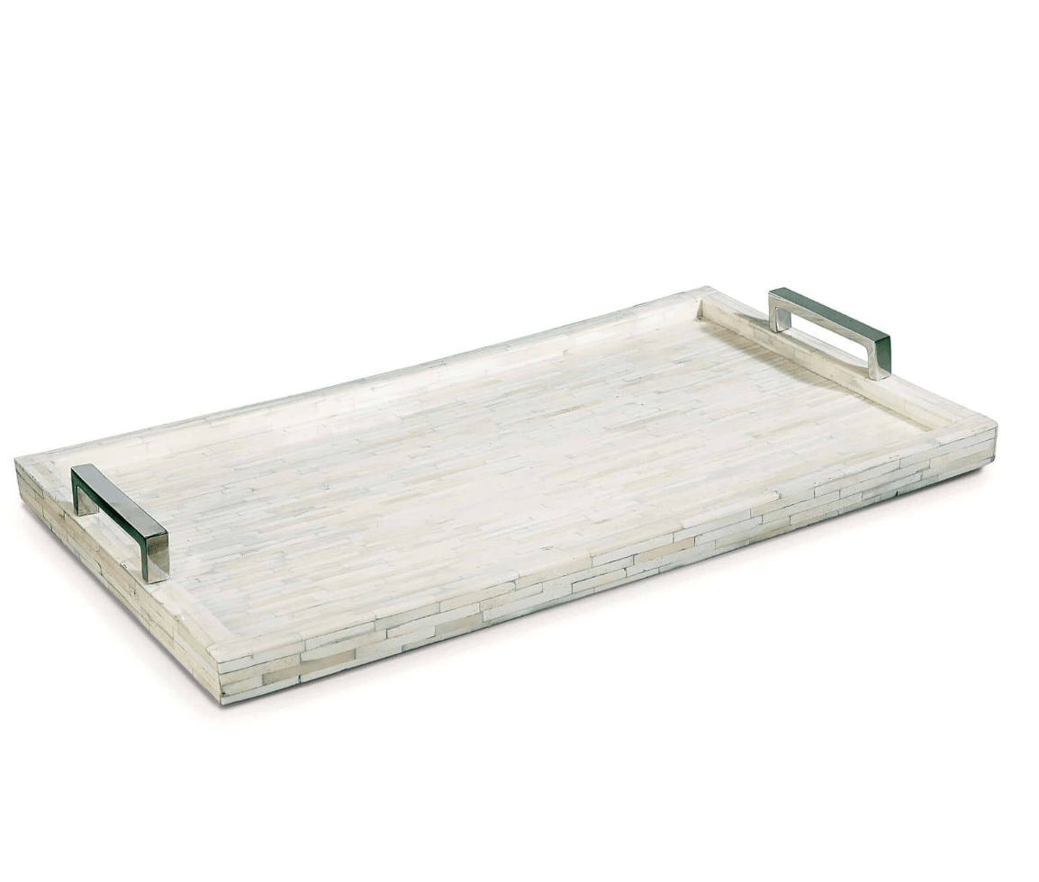 White Bone & Nickel Tray - Our Boat House