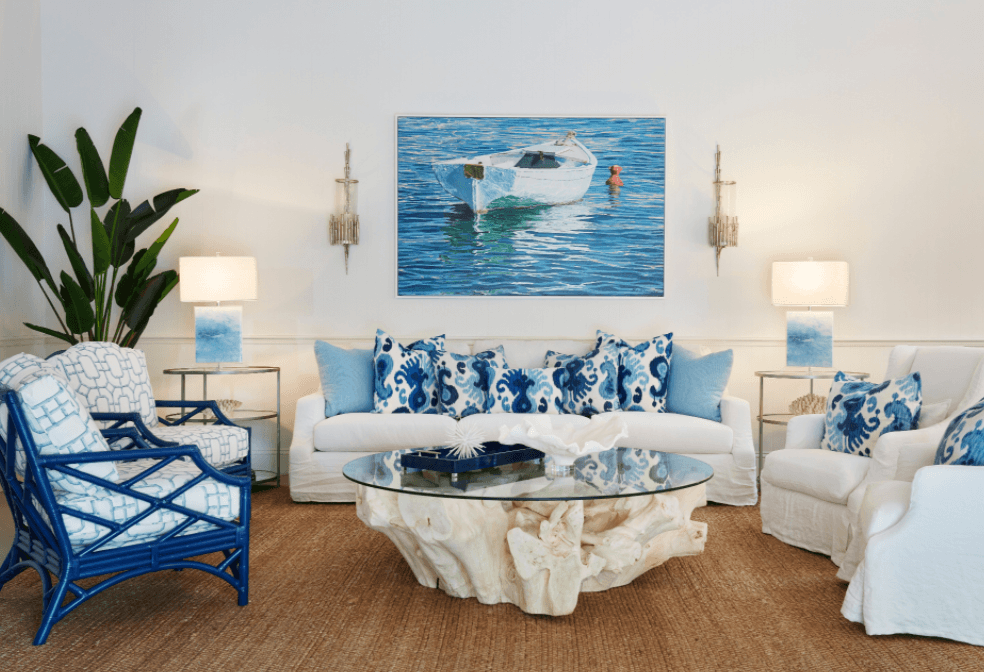 White Row Boat with Red Buoy Giclee - Our Boat House