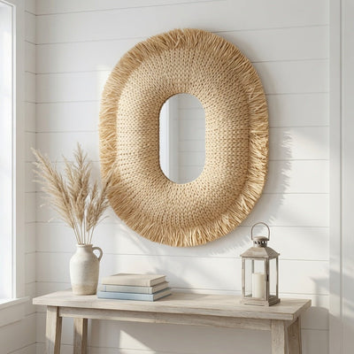 Winter Park Woven Raffia Mirror - Oval - Our Boat House