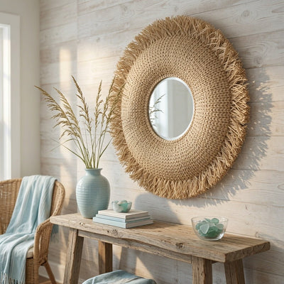 Winter Park Woven Raffia Mirror - Round - Our Boat House