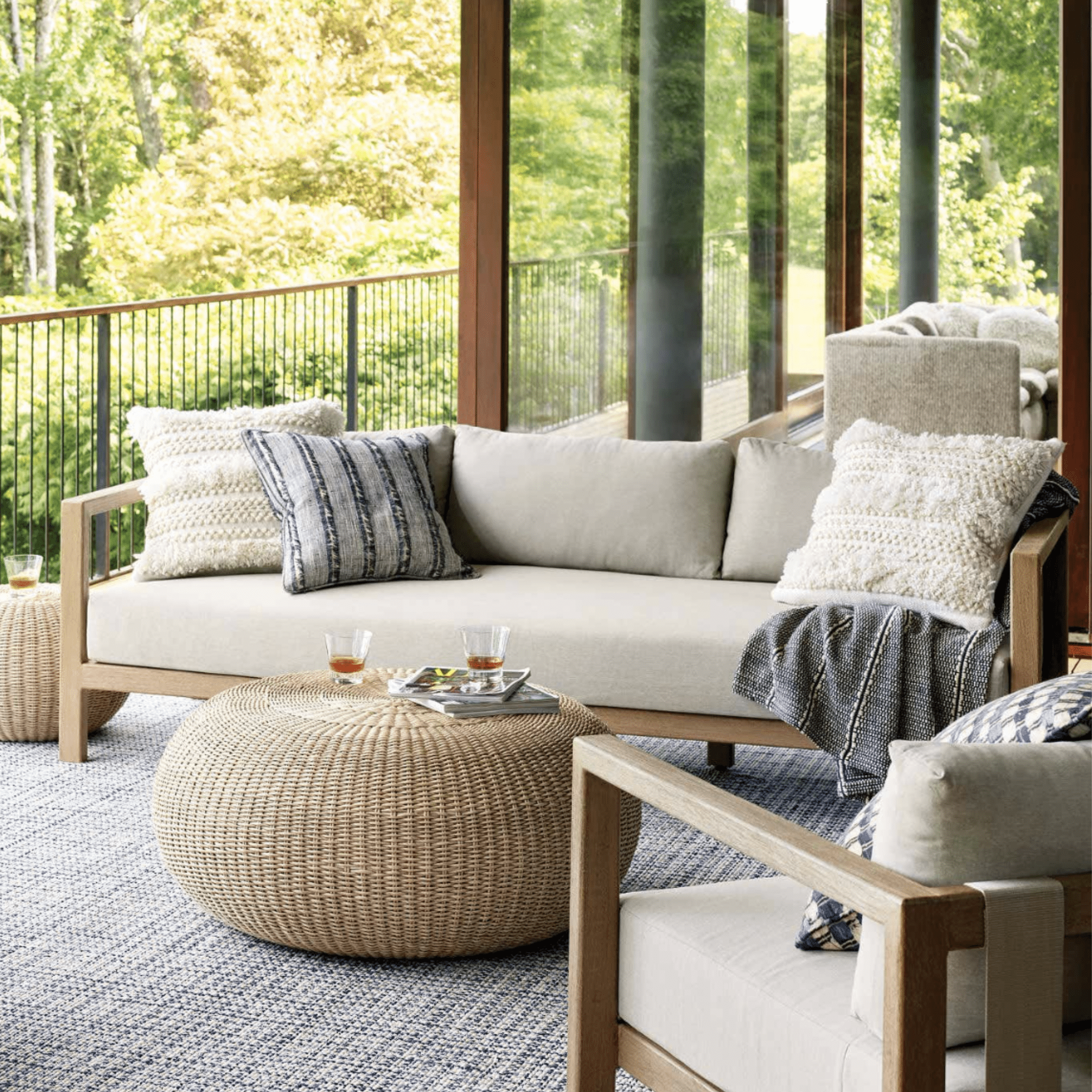 Zhara Stripe Indoor/Outdoor Decorative Pillow Cover - Ivory - Our Boat House