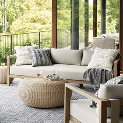 Zhara Stripe Indoor/Outdoor Decorative Pillow Cover - Ivory - Our Boat House