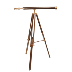 Brass Telescope Mounted on Rosewood Stand Decor 