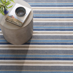 Always Greener -  Blue & Grey Stripe Indoor/Outdoor Rug