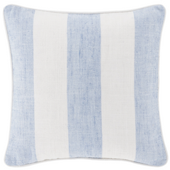 Awning Stripe Indoor/Outdoor Decorative Pillow - Soft French Blue