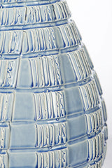 Coastal Blue Ceramic Basket Lamp
