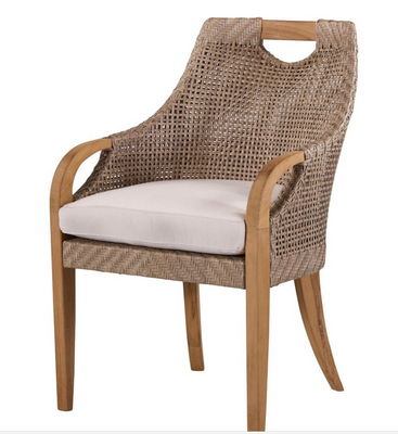 Eastern Shores Woven & Teak Outdoor Dining Arm Chair