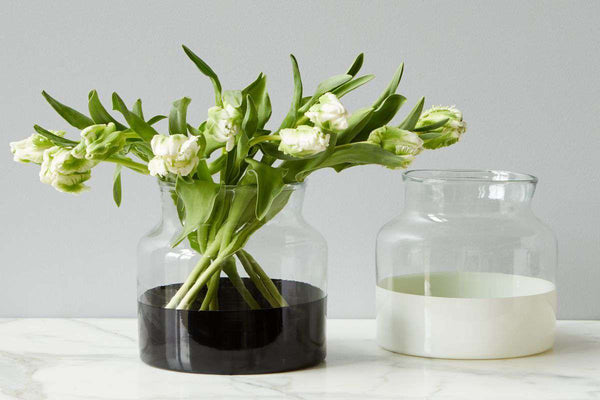 White Color Block Flower Vase