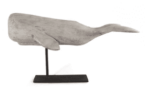 White Whale on Stand - Medium with Flat Fluke Decor 