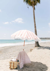 The Holiday Beach Umbrella - Pink Crew Stripe