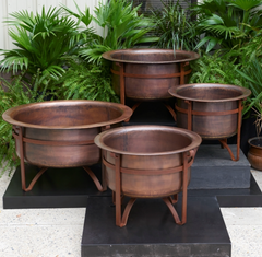 Acadia Rustic Copper Fire Pit on Stand - Various Sizes