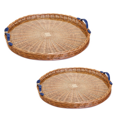 Round Wicker Tray with Handles - Two Sizes