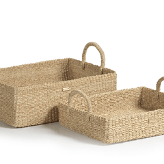 Abaca Rectangular Tray Baskets - Set of Two - BF Clearance - Our Boat House