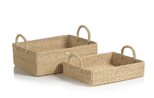 Abaca Rectangular Tray Baskets - Set of Two - BF Clearance - Our Boat House