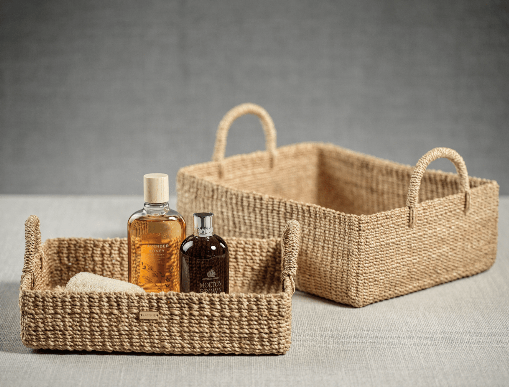 Abaca Rectangular Tray Baskets - Set of Two - BF Clearance - Our Boat House