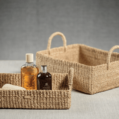 Abaca Rectangular Tray Baskets - Set of Two - BF Clearance - Our Boat House