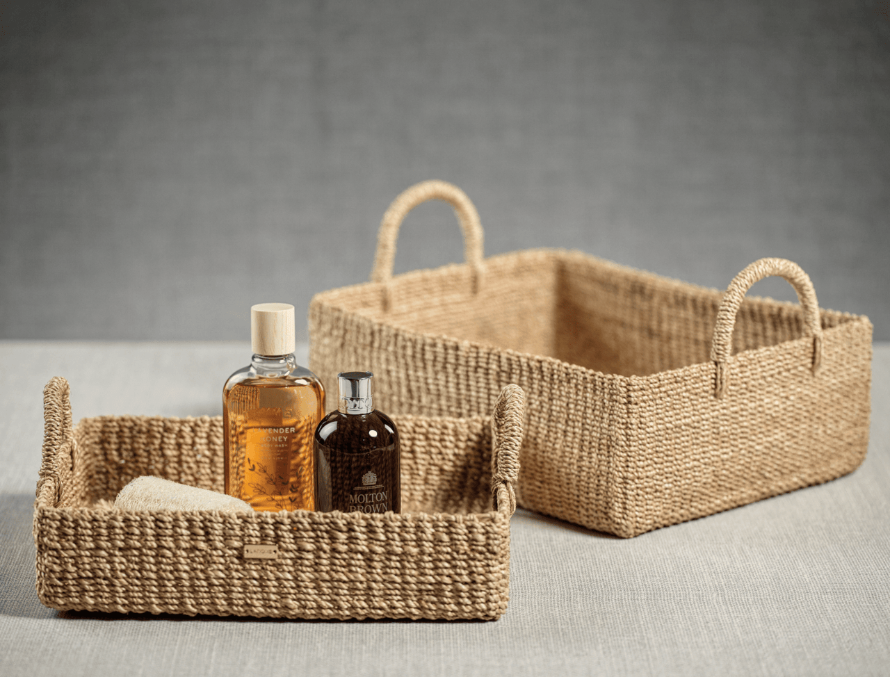Abaca Rectangular Tray Baskets - Set of Two - BF Clearance - Our Boat House