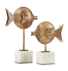 Brass Fish on Stand Set of 2