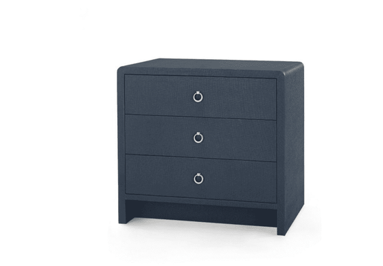 Brynne Bedside Lacquered Linen Chest -Navy
