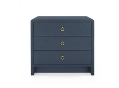 Brynne Bedside Lacquered Linen Chest -Navy