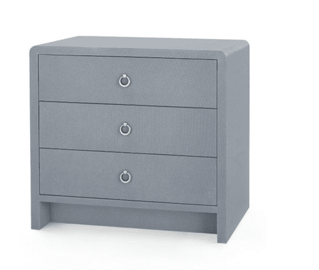 Brynne Bedside Lacquered Linen Chest - Gray