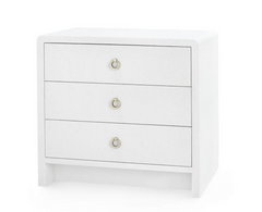 Brynne Bedside Lacquered Linen Chest -White