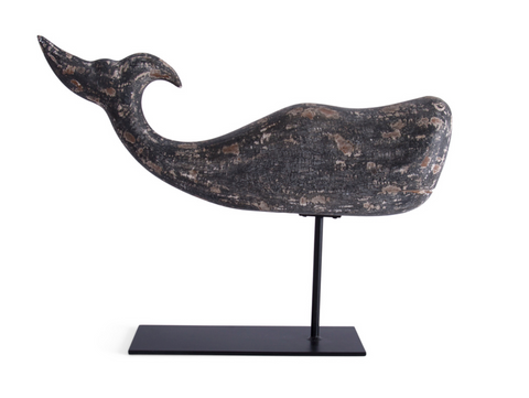Hand Carved Whale On Stand Blue – Our Boat House