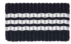 Rope Doormat - Dark Navy & White Farmhouse Stripe