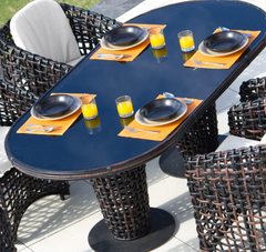 Dune Road Outdoor Oval Dining Table w/Glass