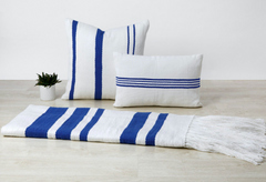 Pinamar Striped Throw Pillows & Throw - Natural & Electric Blue