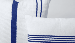 Pinamar Striped Throw Pillows & Throw - Natural & Electric Blue