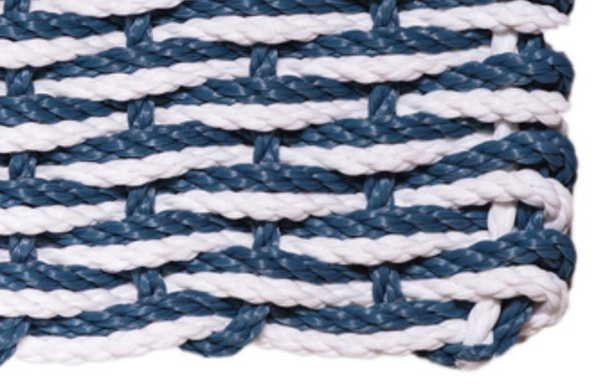 Rope Doormat - Federal Blue & White Wave