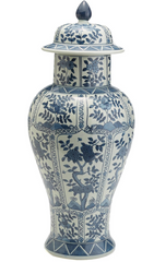 Floral Temple Jar - Hand-Painted Porcelain