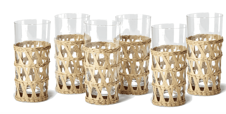 Island Lattice-Wrapped S/6 8oz Double Old Fashioned OR S/613.5oz High Ball Glass Entertaining 