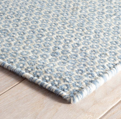 Honeycomb French Blue/Ivory Wool Woven Rug Rug 2'x3' 