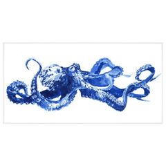 Oversized Indigo Octopus Framed Giclee Art 
